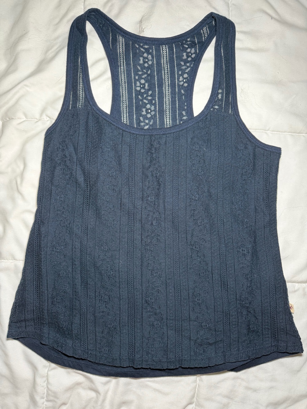 Hollister Dark Navy Lace-Panel Racerback Tank